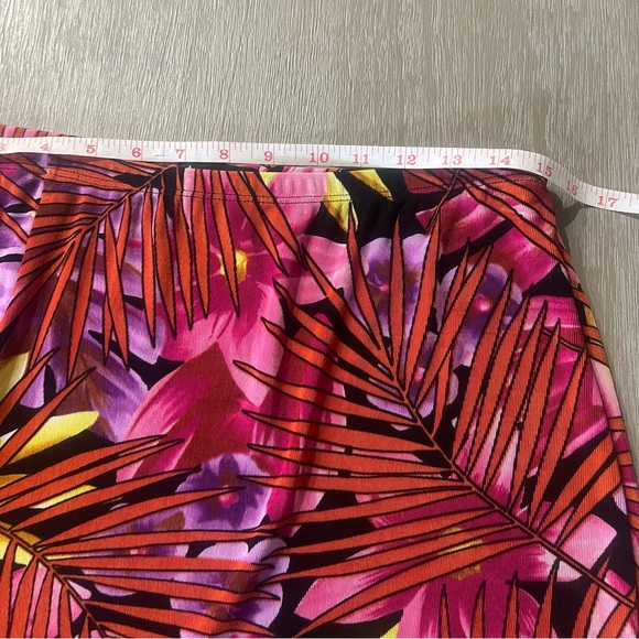 West End tropical slinky stretch midi skirt women’s Size L tropical asymetrical - Picture 10 of 11
